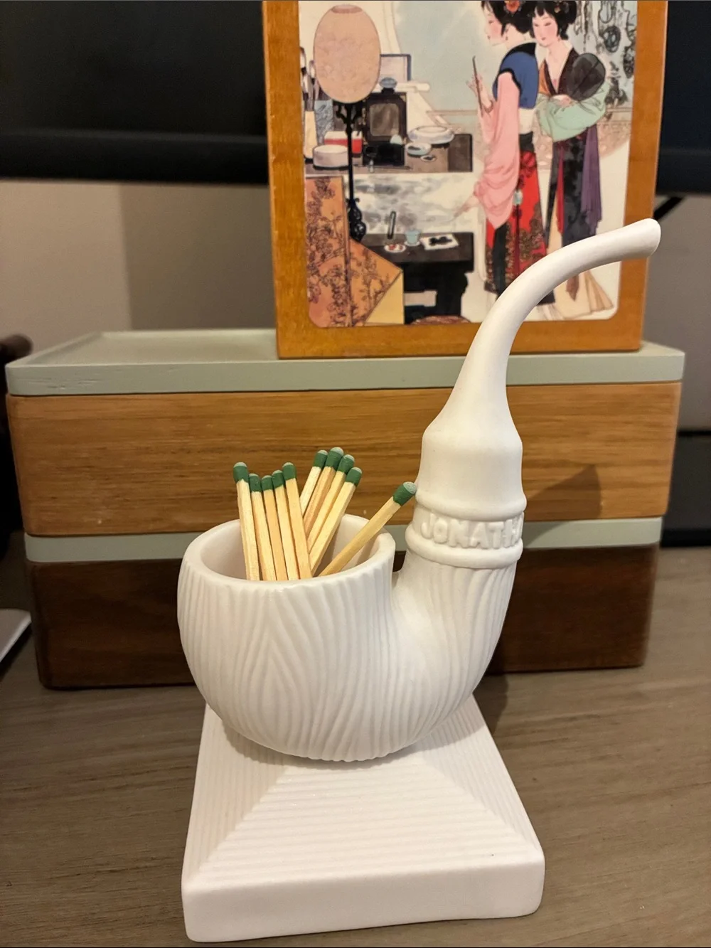 Jonathan Adler pipe match strike sculpture figurine